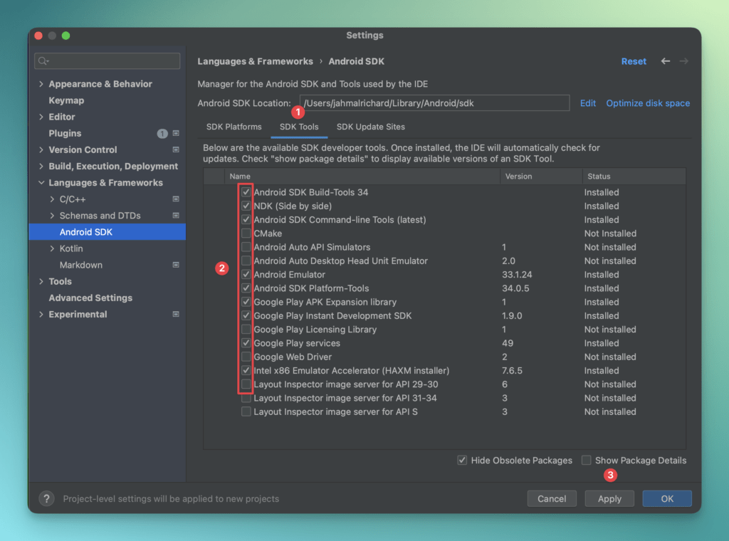 android-studio-choosing-sdk-tools