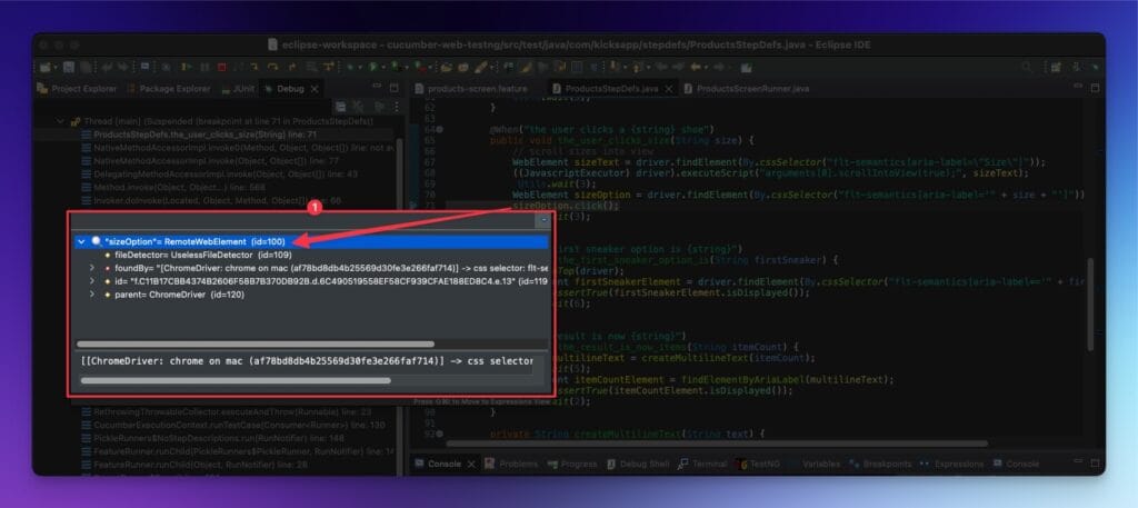 Eclipse: Debug Perspective > Inspect Variable Details