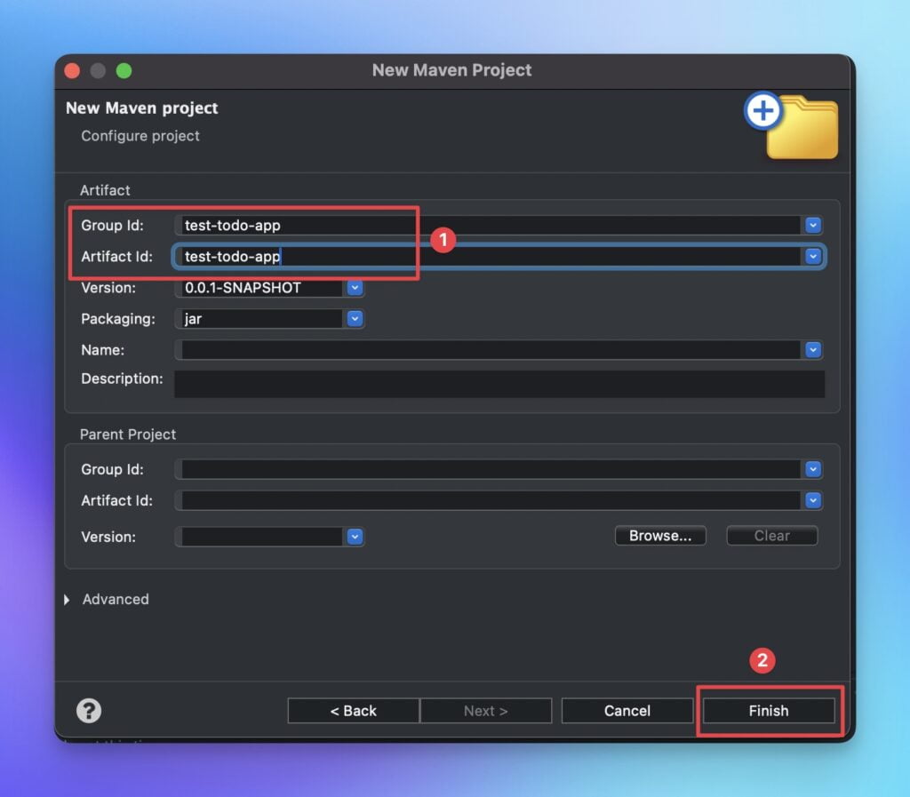 eclipse-create-a-group-id-and-artifact-id-name