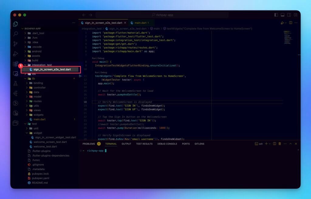 Flutter Integration Test File Name