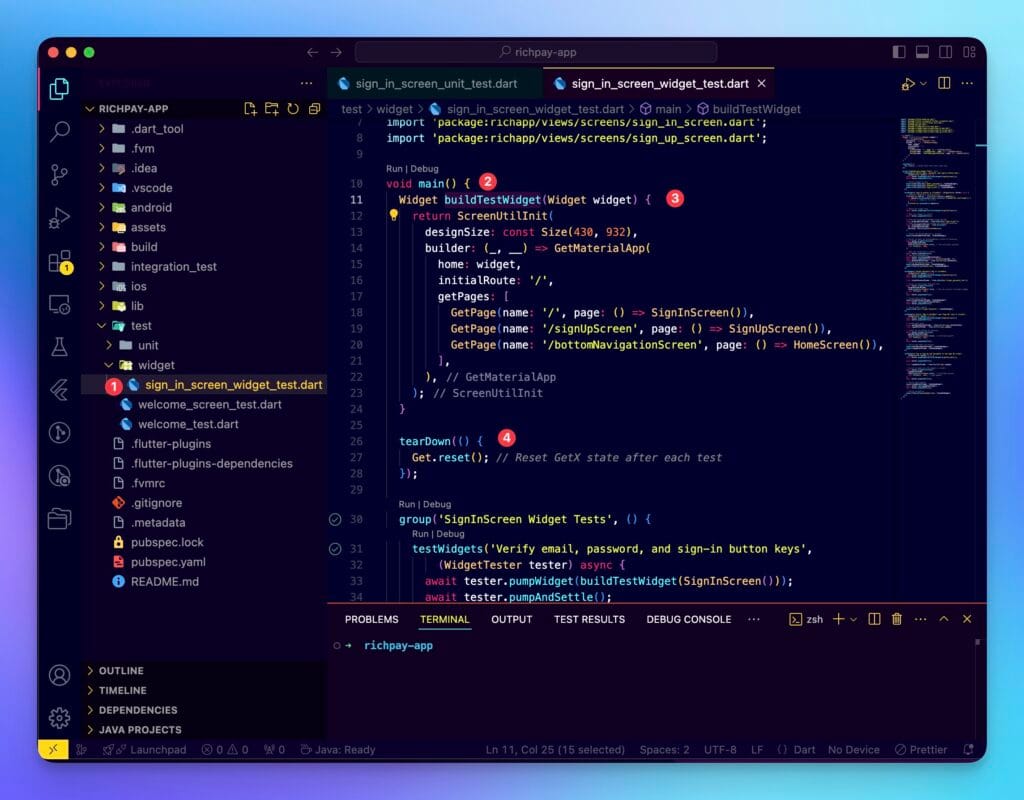 Creating Widget Test File