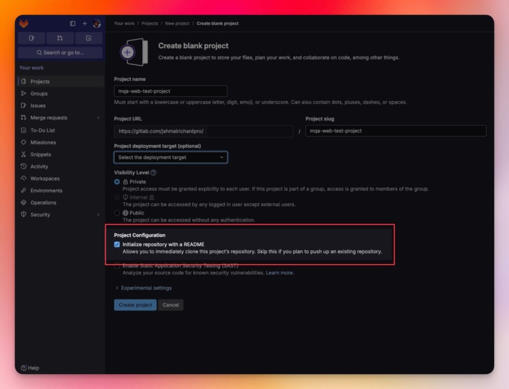 gitlab-project-Initialize-repository-with-a-readme