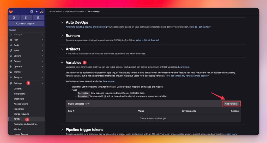 Adding A Variable In GitLab