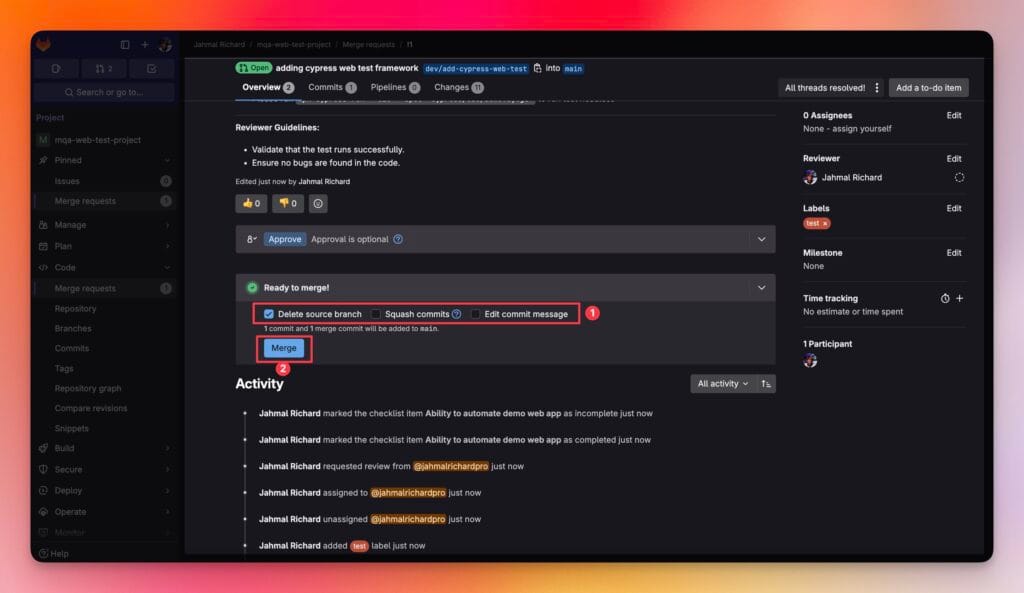 Merging New Merge Requests in Main