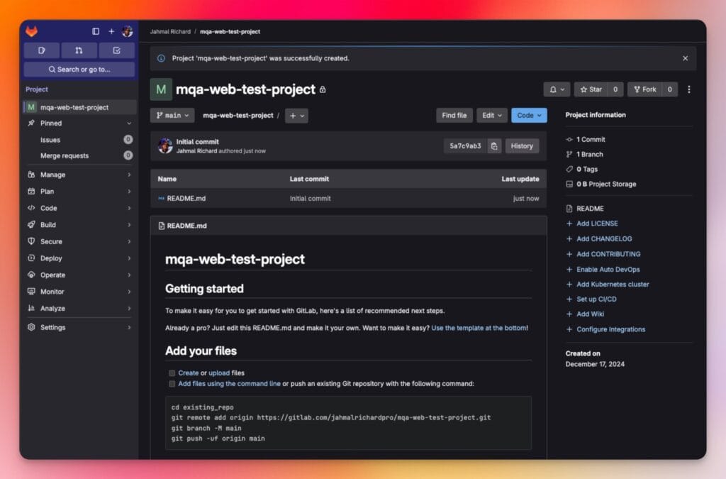 gitlab-project-new-project-created