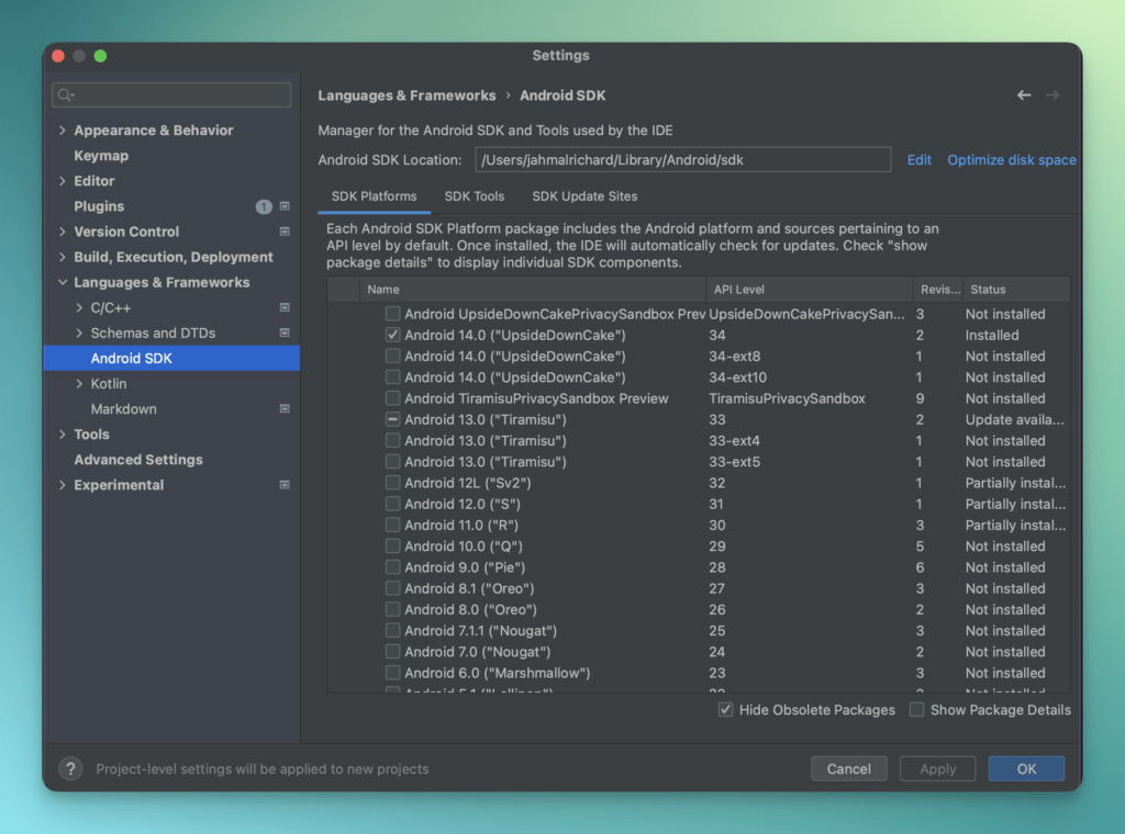 settings-sdk-2-android-studio