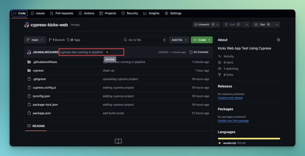 cypress-github-pipeline-running