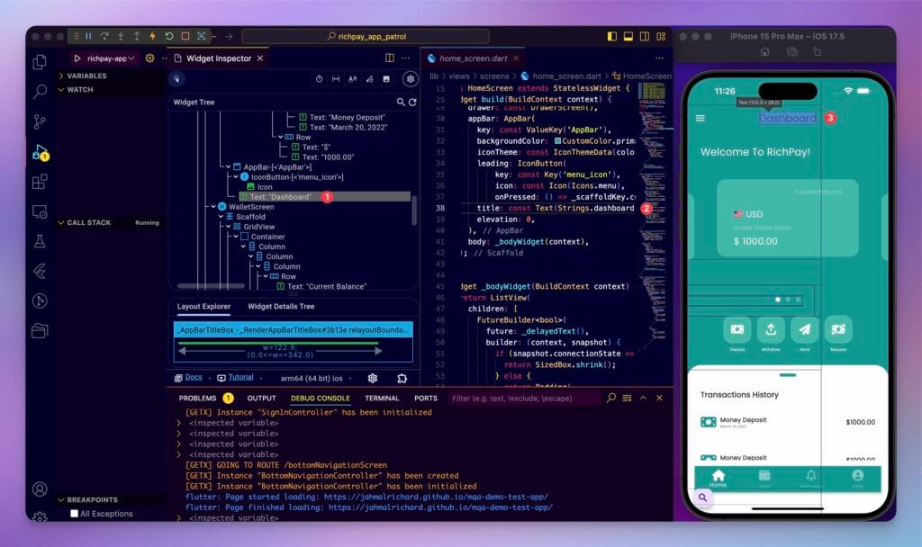 Widget Inspector Verify Dashboard Text