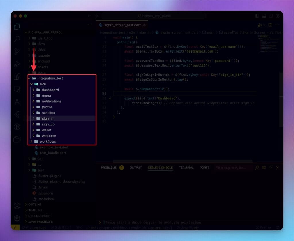 Organizing Tests by Screen Name