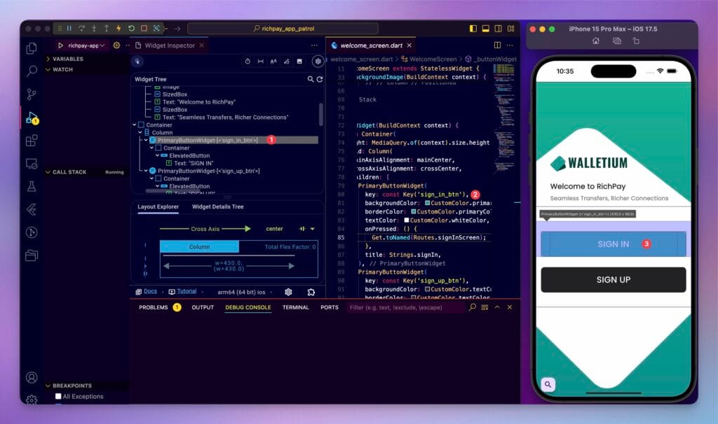 Widget Inspector Sign In Button