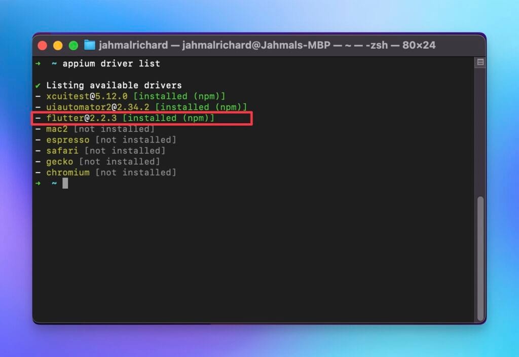 Flutter Driver Installed