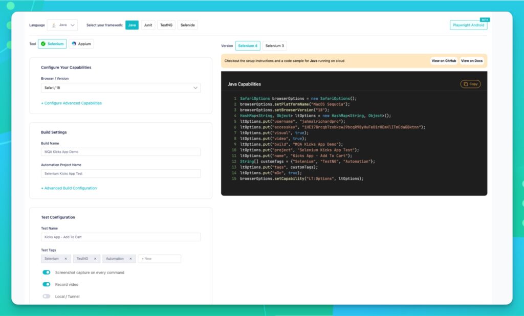 lambdatest-generate-capabillities